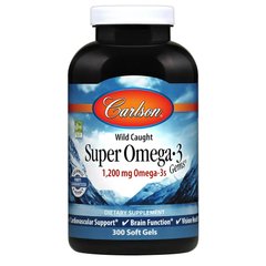 Омега-3, риб'ячий жир, Wild Caught Super Omega-3 Gems, Carlson Labs, 1200 мг, 300 капсул