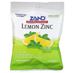 Лимон цинк, Herbalozenge, з натуральним ароматом лимона, Zand, 15 льодяників