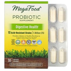 Пробіотична добавка, травне здоров'я, Digestive Heath, MegaFood, 30 капсул