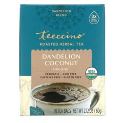 Червоний трав'яний чай зі смаком кави та кокоса органік без кофеїну Teeccino (Chicory Tea) 10 пакетів 60 г