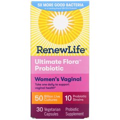 Вагінальний жіночий, Ultimate Flora Probiotic, Renew Life, 50 мільярдів живих бактерій, 30 вегетаріанських капсул