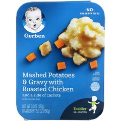 Gerber, Картопляне пюре та соус зі смаженою куркою та морквою, для малюків, від 12 місяців, 6,6 унції (187 г)