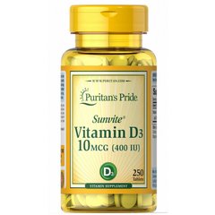 Витамин Д3 Puritan's Pride (Vitamin D3) 400 МЕ 250 таблеток купить в Киеве и Украине