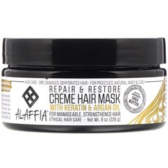 Крем-маска для волосся з кератином і аргановою олією Alaffia (Creme Hair Mask with Keratin and Argan Oil) 226 г