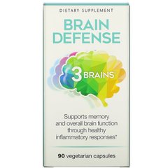 Вітаміни для мозку, захист мозку, 3 Brains, Brain Defense, Natural Factors, 90 вегетаріанських капсул