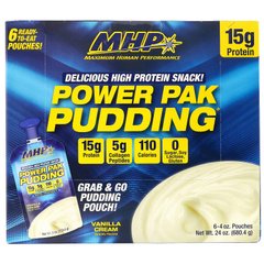 Протеїновий снек Power Pak Pudding, зі смаком ванільного крему, MHP, 6 снеків по 113,4 г (4 унції) кожен