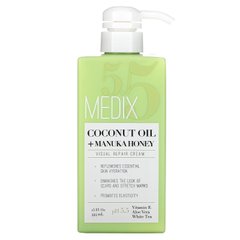 Medix 5.5, Кокосова олія + мед манука, крем для шкіри обличчя, що відновлює, 15 рідких унцій (444 мл)