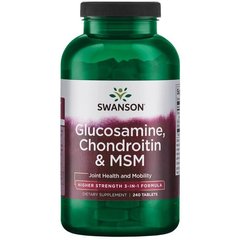 Комплекс глюкозаміну з хондроїтином і МСМ, Glucosamine, Chondroitin,MSM - Higher Strength, Swanson, 240 таблеток