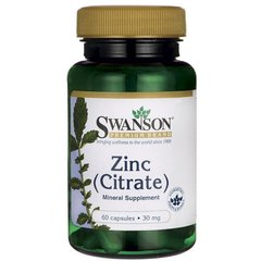 Цинк цитрат, Zinc (Citrate), Swanson, 30 мг, 60 капсул