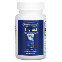Щитовидна залоза Природний залозистий, Thyroid Natural Glandular, Allergy Research Group, 100 вегетаріанських капсул