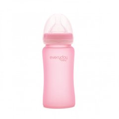 Скляна дитяча пляшечка з силіконовим захистом, рожевий, 240 мл, Everyday Baby, 1 шт