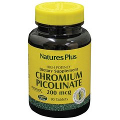 Хром Піколинат Natures Plus (Chromium Picolinate) 200 мкг 90 таблеток
