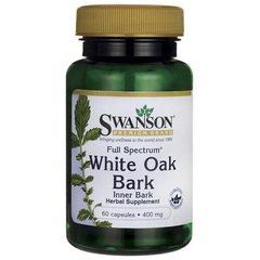 Кора білого дуба, Full Spectrum White Oak Bark, Swanson, 400 мг, 60 капсул