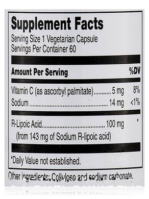 R-Lipoic Acid stabilized Douglas Laboratories (R-Lipoic Acid) 60 vegetarian capsules.