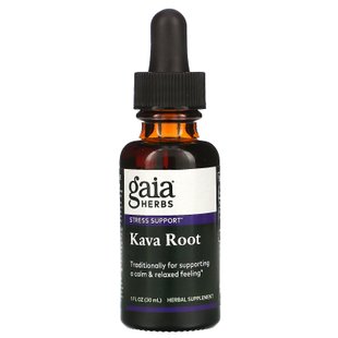 Корень кава-кавы, экстракт трав, Gaia Herbs, 1 жидкая унция (30 мл) купить в Киеве и Украине