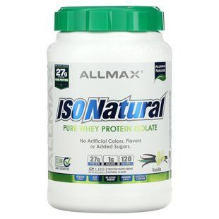 IsoNatural, 100% ultra-purified natural whey protein isolate, with vanilla flavor, ALLMAX Nutrition, 907 g
