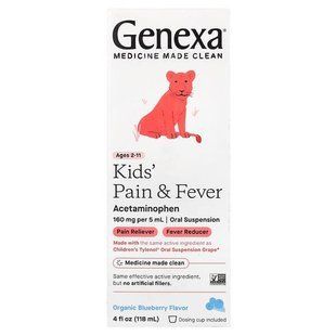 Genexa, Kids' Multi-Symptom Cold & Flu, Ages 4+, Organic Blueberry, 4 fl oz (118 ml)