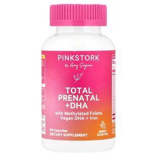 Пренатальные витамины, Total Prenatal с ДГК, Pink Stork, 60 вегетарианских капсул купить в Киеве и Украине