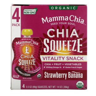 Семена чиа органик клубника-банан Mamma Chia (Chia Squeeze) 4 пак. по 99 г купить в Киеве и Украине