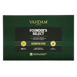 Ассорти чаев, Founder's Select, Vahdam Teas, 40 чайных пакетиков, 80 г купить в Киеве и Украине