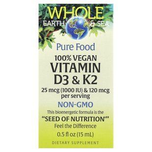 Natural Factors, Whole Earth Sea&reg;, 100% Vegan Vitamin D3 & K2, 0.5 fl oz (15 ml)