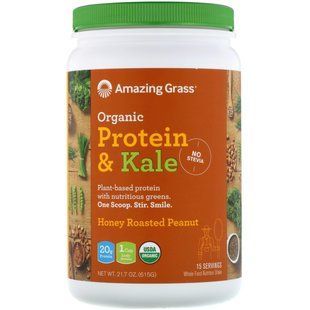 Organic protein and kale, plant-based, roasted in honey peanut, Amazing Grass, 615 g.