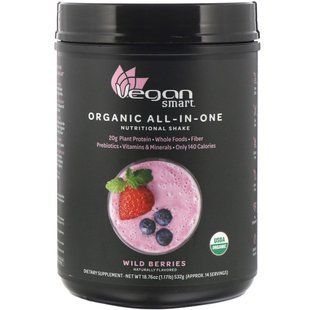 Органічний живильний коктейль &laquo;все в одному&raquo; VeganSmart (Organic All-In-One) 535 г ягідний