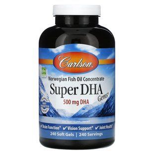 Carlson, Super DHA Gems, 500 mg, 240 Soft Gels купить в Киеве и Украине