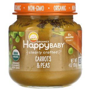 Happy Family Organics, Happy Baby, 6+ Months, Carrots & Peas, 4 oz (113 g) купить в Киеве и Украине