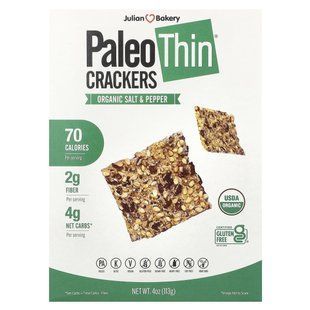 Julian Bakery, Paleo Thin&reg; Crackers, Organic Salt & Pepper, 4 oz (113 g) купить в Киеве и Украине