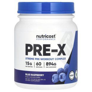 Nutricost, Performance, PRE-X, екстремальний передтренувальний комплекс, синя малина, 894 г (2 фунти)