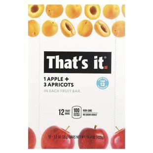 That's It, Fruit Bars, Apple + Apricots, 12 Bars, 1.2 oz (35 g) Each купить в Киеве и Украине