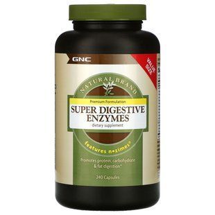 GNC, Natural Brand, digestive super enzymes, 240 capsules.