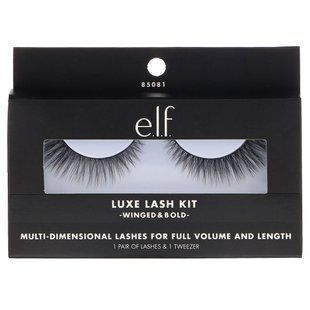 Set of False Eyelashes, Winged & Bold, E.L.F., 1 Pair of Eyelashes and 1 Tweezers