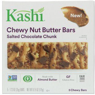 Chewy Bars with Nut Butter, Salted Chocolate Crumble, 5 Bars, 1.23 oz (35 g) each