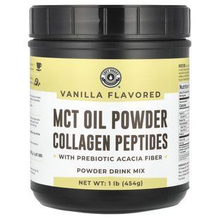 Left Coast Performance, MCT Oil Powder Collagen Peptides with Prebiotic Acacia Fiber, Vanilla, 1 lb (454 g) купить в Киеве и Украине