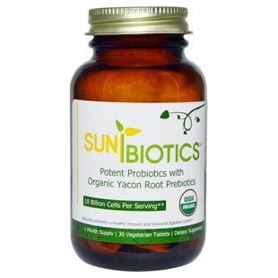 Пробиотик с пребиотиком корень якона Sunbiotics (Potent Probiotics with Organic Yacon Root Prebiotics) 30 таблеток купить в Киеве и Украине