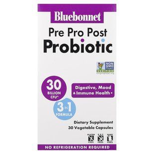 Bluebonnet Nutrition, Pre, Pro, постпробиотический продукт, 30 растительных капсул купить в Киеве и Украине