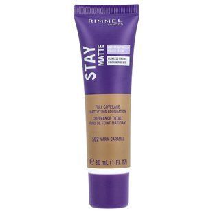 Rimmel London, Stay Matte, Full Coverage Mattifying Foundation, 502 Warm Caramel, 1 fl oz (30 ml) купить в Киеве и Украине