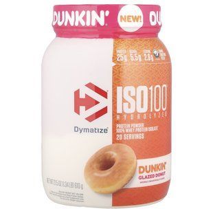 Dymatize, ISO100&reg; Hydrolyzed, 100% Whey Protein Isolate, Dunkin&reg; Glazed Donut, 1.34 lb (610 g)
