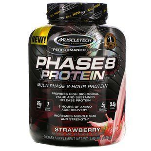 Протеины, 8 часовое усвоение, Phase8, Muscletech, Performance Series, вкус клубники, 2,09 кг купить в Киеве и Украине