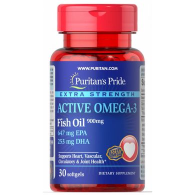 Омега-3 рыбий жир Puritan's Pride (Extra Strength Active Omega-3 Fish Oil) 1410 мг 30 капсул купить в Киеве и Украине