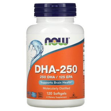 Вітаміни для мозку 250 ДГК / 125 ЕПК Now Foods (DHA-250 / EPA-125) 120 м'яких таблеток