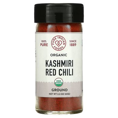 Pure Indian Foods, органічний кашмірський червоний перець чилі, мелений, 65 г (2,3 унції)
