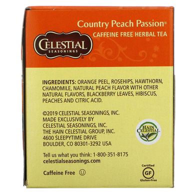 Чай зі смаком персика без кофеїну Celestial Seasonings (Herbal Tea) 20 пакетиків 41 г