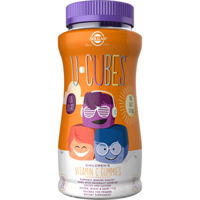 Вітамін С жувальний апельсин / полуниця Solgar (Children's Vitamin C U-Cubes) 90 цукерок