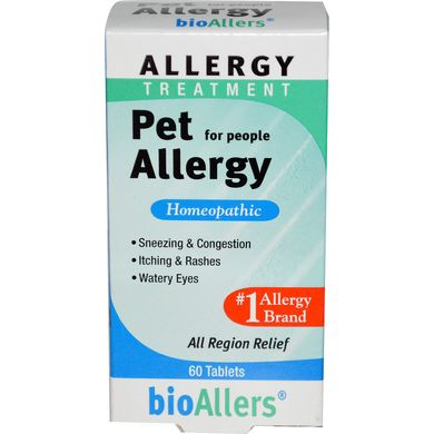 bioAllers, лікування алергії на домашніх тварин, NatraBio, 60 таблеток