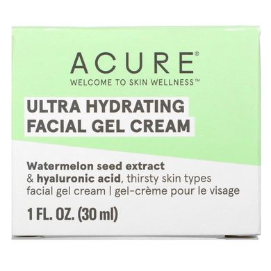 Ультра зволожуючий гель-крем для обличчя, Ultra Hydrating, Facial Gel Cream, Acure, 30 мл