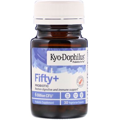 Пробіотична формула, Kyo-Dophilus, Fifty + Probiotic, 6 мільярдів КУО, Kyolic, 30 вегетаріанських капсул