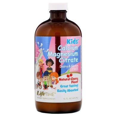 Дитячий цитрат кальцію і магнію, з натуральним вишневим смаком, LifeTime Vitamins, 473 мл
